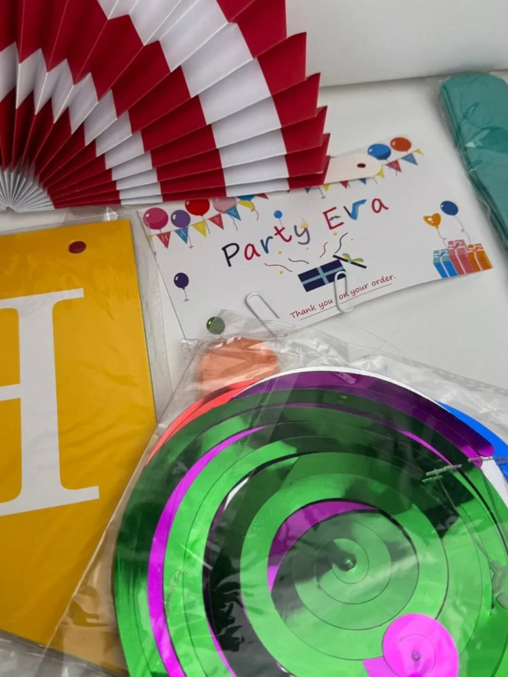 Rainbow Happy Birthday Party Decorations Kit Banner Tissue Pom Poms Fans Swirls